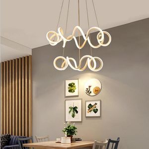 Pendant Lamps Post-modernity Personality Creative Restaurant Chandelier LED Promise Dimmable Lamp Shaped Aluminum Art Lighting Fixture LedPe