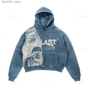 Męskie Down Parkas 2022 płaszcze streetwear gotycki swobodny zakład wybuch wzór menu ubrania czaszka moda z kapturem Mężczyźni harajuku retro y2k bluza z kapturem Q231103