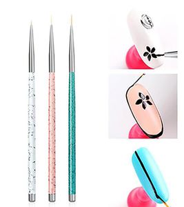 3PCSSet nagelkonstfoder målning penna 3d tips diy akryl uv gel borstar ritning kit blommor linje rutnät fransk designer manikyr verktyg4358761
