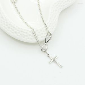 Kedjor Fashion Silver Color Infinity Cross Long Chain Pendant Women Choker Halsband krage