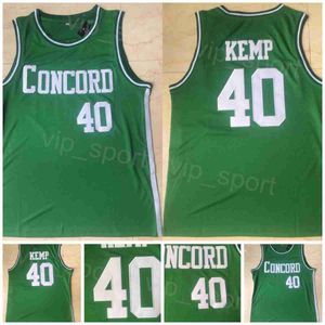 Kolej 40 Shawn Kemp Lise Formaları Concord Akademi Basketbol Üniversitesi Tüm Dikiş Takımı Renk Spor Hayranları İçin Yeşil Nefes Alabilir Saf Pamuk Gömlek NCAA