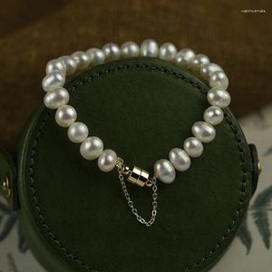 Bransoletka Biała Bransoletka Biała Perły Środkową dla kobiet Pead Pead Perła z Łańcuchem Link Golden Clap