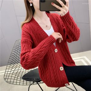 Malhas femininas 19678 (5 8 em 6) Faça pura cor longa lantejoulas de tricô cardigan 57 Twist