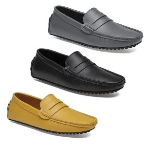 Leder Doudou Herren Casual Fahrschuhe weiche Sohle Mode Schwarz Marine Weiß Blau Silber Gelb Grau Schuhe All-Match Lazy Cross-Border 38-46 fünfzehn