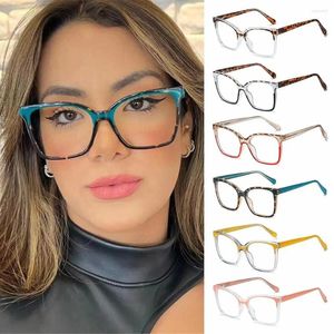 Sonnenbrille Stilvolle TR-Rahmen Blaulichtbrille Nicht verschreibungspflichtige Rahmen für Frauen Quadratischer Computer Anti-Glare UV-Flachspiegelbrille