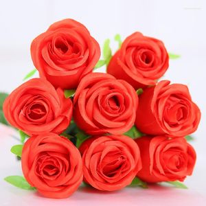 Dekoratif çiçekler kırmızı dokunuş gerçek lateks gül ipek yapay buket gelin nedime ortancası çiçek düğün partisi ev dekor