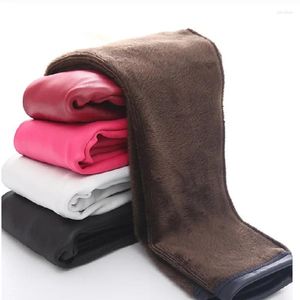 Byxor Big Sale Girl Pu Leather Winter Legging Baby Kid Children Warm Fleece 3-10 år