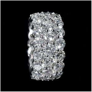 Bracelets de charme Huitan bling fl pavimentou redondo o anel de promessa de cristal cz para mulheres com um engajamento brilhante e eterni dhgarden dhhoe