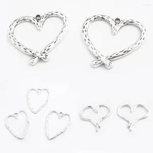Charms 5Pcs Zinc Alloy Heart Frame Love Textured Hollow Bezel Pendant For DIY Resin Earrings Necklace Jewelry Making Accessories