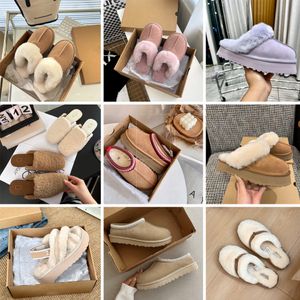 2023Now TrendDesigner Plataforma de chinelos fofos Sabra sapatos de lã Sheepskin peles de couro real marca clássica slippers casual feminino sandálias