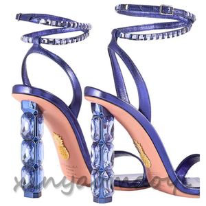 kvinnors sandaler skor bröllop fest klänning skor perfekt aquazzura aura ankel strappy crystal crusted klackar dam gladiator sandalias eu35-40