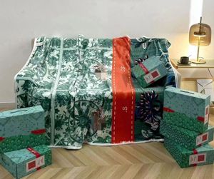 Coperta di design modello pianta verde lettera arancione logo coperta flanella divano coperta coperta riposo coperta decorazione della casa coperta 150 * 200 cm con confezione regalo