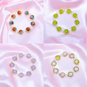 Charm Bracelets Crystal Jade Gradient Color Bracelet Beaded Glass Simple Versatile Jewelry Wholesale Drop