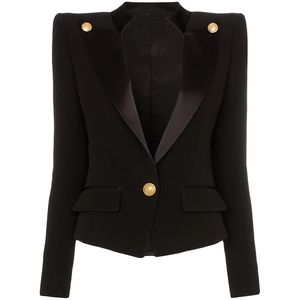 Ternos femininos Blazers Blazers de alta qualidade estilista blazer jaqueta feminina blazer de colar de cetim único feminino 230403