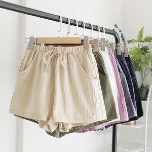 Womens Shorts Cotton Linen Sports Summer Solid High Waist Black Women Fashion Casual Basic Short Pants 230403