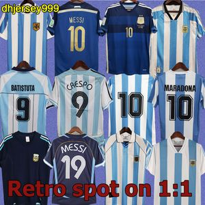 Retro Argentina Maradona Soccer Jerseys Vintage Football Shirts MESSIs Maillots de foot 86 93 1994 1996 1997 1998 2000 2001 2006 2010 2014 Camiseta de Futbol 230403