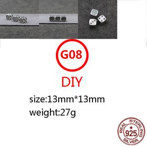 G08 S925 STERLING Gümüş DIY Aksesuarları Zar Oyuncaklar Kişiselleştirilmiş Moda Punk Hip Hop Stil Mücevher Çapraz Çiçek Mektubu ŞEKİL