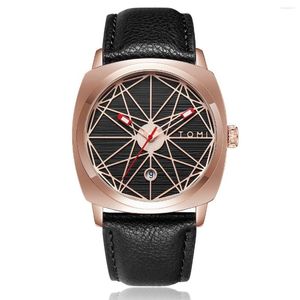 Wristwatches Mens Fashion Casual Stripe Watch Men Quartz Line Watches Simple Relogio Masculine Leather Strap Minimalist Male Clock