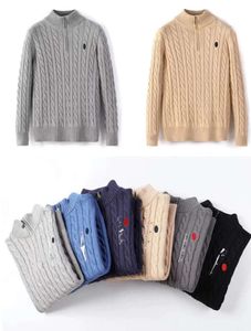 Mens Designer Polo Sweater Fleece ralphs Shirts Thick Half Zipper High Neck Warm Pullover Slim Knit Knitting Lauren Jumpers Small horse Brand Sweatshirt YT4411