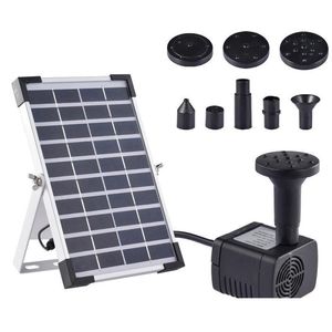 Trädgårdsdekorationer Solar Fountain Kit 5W för Bird Bath Water Fountain med panel och 6 munstycken utomhus Small Pond DH9D5