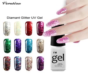 Bütün Verntion Soyun Jel Lake Vernis Yarı Kalıcı 3D Elmas Şanslı Renk Altın Glitter UV LED Nail Jel Polonya1547559