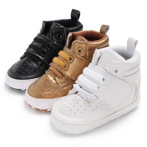 Primeiros caminhantes sapatos de meninos nascidos crianças tênis high top sólido sólido solo walker infantil infantil antislip pré -caminhão sapato de berço.