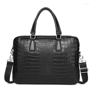 Briefcases Luxury Alligator Cow Genuine Leather Business Men's Briefcase Male Shoulder Bag Men Messenger Laptop Computer Bags