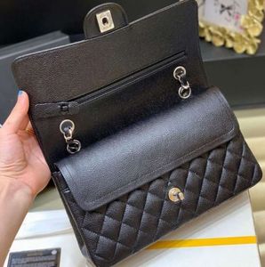 10A Borsa Jumbo a doppia patta di alta qualità di livello superiore Designer di lusso in vera pelle di caviale di agnello Borsa classica tutta nera Borsa trapuntata Borse da festival a spalla UT4005