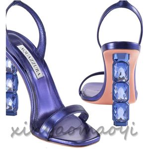 2023 kvinnors sandaler skor bröllop fest klänning skor perfekt aquazzura aura ankel strappy crystal-crusted klackar lady gladiator sandalias eu35-40