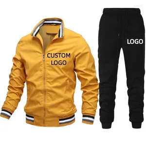 Männer Trainingsanzüge Individuelles Logo Trainingsanzug Marke Zipper Jacke Und Jogger Hosen Zwei Stücke Set Mode Casual Streetwear Männliche Sportswear 4XL