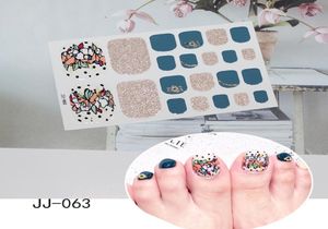 DIY Toe Nail Sticker Adhesive Toenail Art Polish Tips French Glitter Sequin Nagel Wraps Enkel att bära manikyr för kvinnor9520912