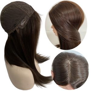 22 Inches Silk Top Jewish Wig #4 Brown Color 130% Density Jewish Wigs Lace Top European Hair For Women