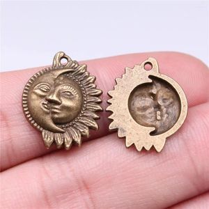 Ciondoli 20 pz 20x16mm Ciondolo Sole Luna Colore Bronzo Antico per Risultati di Gioielli Fai da Te