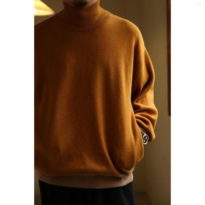 Men's Sweaters Second Order Turtleneck Men's Sweater Dropped Shoulder Two-Tone Knit Jumper