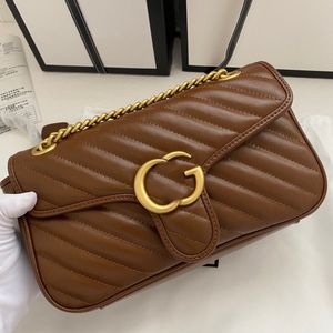 Caramel Color One Shoulder Bag Crossbody Messenger Embroidery Thread Bag Leather Women'S Small Square Love Chain Water Ripple Ladies Classic Fashion Bags