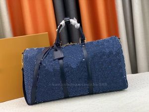 Bolsa de viagem de luxo designer bolsa jeans masculina bolsa de ombro bolsa masculina e feminina bolsa crossbody de grande capacidade bolsa esportiva ao ar livre tamanho 50cm