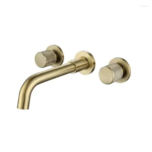 Rubinetti per lavandino del bagno Rubinetto BANGPU Doppi manici 3 fori Miscelatore per lavabo diffuso Lavabo Lavabo Spazzolato