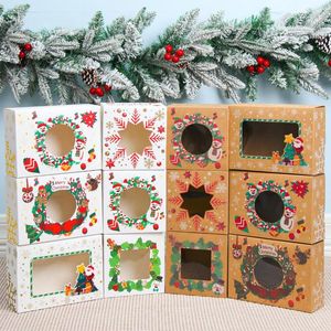 Present Wrap Kraft Paper Christmas Box Packaging Bags Candy Cookie Navidad 2023 God Decorations for Home Year Presents