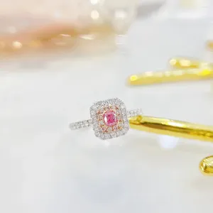 Cluster Ringe YM2023 Feiner Schmuck Echt 18 Karat Gold 0,15 ct Rosa Diamanten Hochzeit Verlobung Weiblich Für Frauen Ring TX