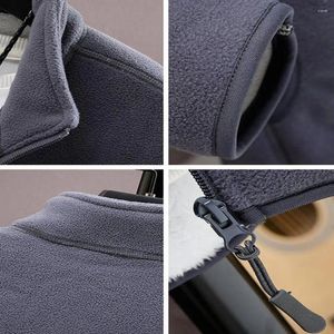 Herrjackor fast färg män jacka förtjockad fleece vinterrock med stativ krage vindtät zip-up ytterkläder för plus size mjuk