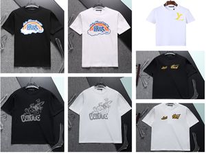 Neue Designer-Luxusmarke Frühling/Sommer bedrucktes Buchstaben-T-Shirt aus Doppelgarnstoff, atmungsaktive Freizeithemd-Top-Kleidung aus reiner Baumwolle M-3XL LG