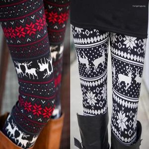 Frauen Leggings 2023 Weihnachten Elch Schneeflocke Muster Hohe Taille Workout Nahtlose Leggins Fitness Hosen Hosen