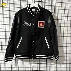 Stickerei Baseball Jacken Männer Frau Oversize Streetwear 1 Vintage Casual Leder Hülse Outdoor Mäntel Grün Schwarz