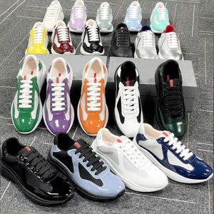 Designer Shoes Casual America Cup Xl Sneakers Patent Leather Flat Trainers Mesh Lace-up Nylon Outdoor Sneakers With Box NO53