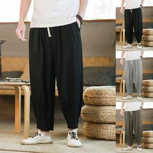 Men's Pants Mens Cotton And Linen Solid Color Casual Japanese Sports Slim Feet H House Power Glitter Foam