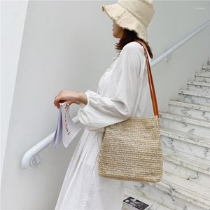 Evening Bags Fashion Women Straw Shopping Crossbody Tote Knitted Satchel Bucket Handbag Boho Ladies Woven Rattan Bag