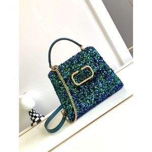 Bolsa de diamante v cristal carteira de couro bolsa designer valen sacos brilhante grânulo bordado bolsa flip ombro crossbody cadeia mulheres saco completo di z y3gz