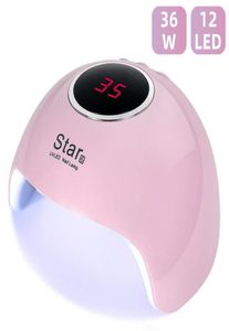 Star 6 Nail Dryer UV Nails Lamp för Manicure Dry Nail Drying Gel Ice Polish Lamp 12 LED Auto Sensor 30S 60S 90S Art Tools3920339