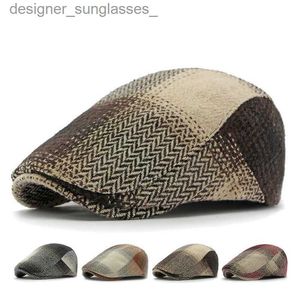 Berets 2023 outono poliéster xadrez impressão newsboy cs plana pico c homens e mulheres pintor boina chapéus 149l231103