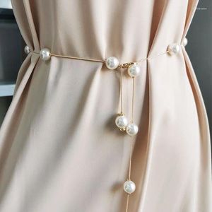 Cinture Moda Elegante Perla Cintura da donna Semplice catena regolabile in metallo sottile per abito da donna Cintura sottile Gioielli decorativi